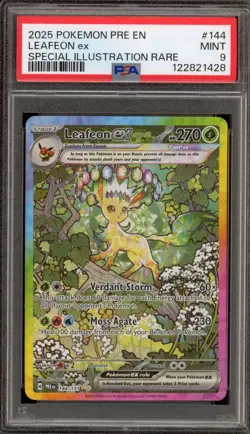 Pokemon Leafeon ex Prismatic Evolutions Special Illustration Rare #144 PSA 9 - Image 1