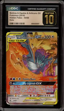 Pokemon Moltres & Zapdos & Articuno GX Hidden Fates Holo #44 CGC 10 Pristine - Image 1