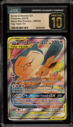 Pokemon Eevee & Snorlax GX Tag Team Tin Full Art Promo SM169 CGC 10 Pristine - Image 1