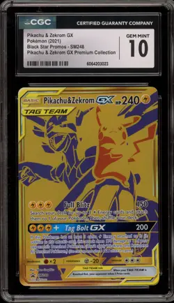 Pokemon Pikachu & Zekrom GX Premium Coll. Full Art Promo SM248 CGC 10 Gem Mint - Image 1