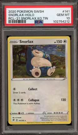 Pokemon Snorlax KO Tin Holo Rare #141 PSA 10 Gem Mint - Image 1