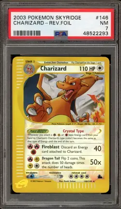 Pokemon Charizard Skyridge Crystal Reverse Holo Secret Rare #146 PSA 7 - Image 1
