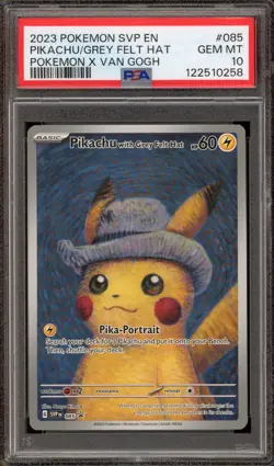 Pokemon Pikachu with Grey Felt Hat Van Gogh Full Art Promo SVP EN 085 PSA 10 - Image 1
