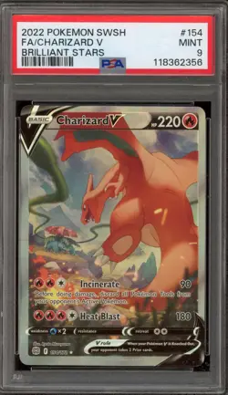 Pokemon Charizard V Brilliant Stars Full Alt Art #154 PSA 9 Mint - Image 1