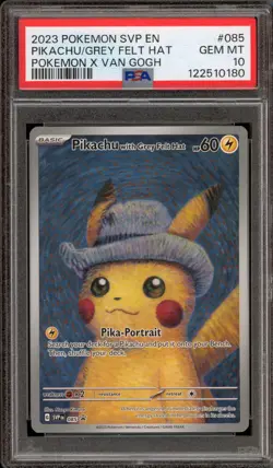 Pokemon Pikachu with Grey Felt Hat Van Gogh Full Art Promo SVP EN 085 PSA 10 - Image 1