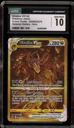 Pokemon Giratina VSTAR Crown Zenith Secret Rare Full Art #GG69 CGC 10 Gem Mint - Image 1