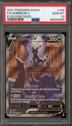 Pokemon Umbreon V Evolving Skies Full Alt Art #189 PSA 10 Gem Mint - Image 1