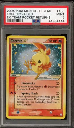 Pokemon Torchic Gold Star EX Team Rocket Returns Holo Ultra Rare #108 PSA 9 Mint - Image 1
