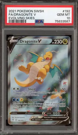 Pokemon Dragonite V Evolving Skies Full Alt Art #192 PSA 10 Gem Mint - Image 1