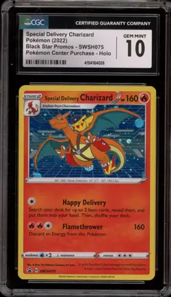 Pokemon Special Delivery Charizard P.M. Center UK Holo Promo SWSH075 CGC 10 - Image 1
