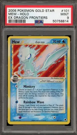 Pokemon Mew Gold Star EX Dragon Frontiers Holo Ultra Rare #101 PSA 9 Mint - Image 1