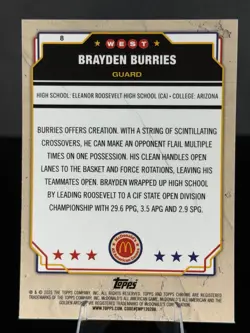 Topps 2025 Chrome McDonald's All American - Brayden Burries #8 Raywave - Image 2