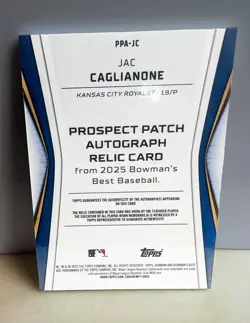 2025 Bowman's Best Topps Jac Caglianone Kansas City Royals Patch Auto Relic /50 - Image 5