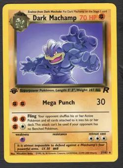 Dark Machamp 27/82 Rare 1st Edition Non Holo LP Pokemon Card HQ Scan - Image 1