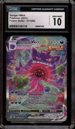 Pokemon Gengar VMAX Fusion Strike Secret Rare Full Art #271 CGC 10 Gem Mint - Image 1