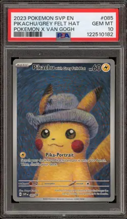 Pokemon Pikachu with Grey Felt Hat Van Gogh Full Art Promo SVP EN 085 PSA 10 - Image 1