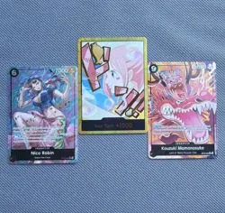 Bandai One Piece Card Game Foil Alt Art Lot (3) Nico Robin Momonosuke GOLD DON!! - Image 1