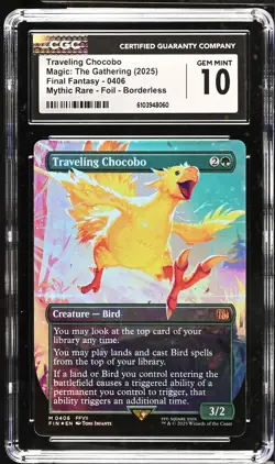 TRAVELING CHOCOBO Final Fantasy Borderless Foil Mythic CGC 10 MTG [Nostalgium] - Image 1