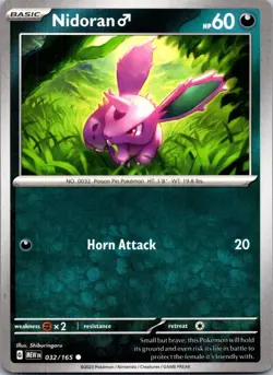 Nidoran M 032/165 C 151 Pokemon Near Mint - Image 1