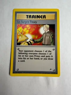 Gym Heroes Pokemon TCG Lt. Surge's Treaty Lt. Surge Uncommon nm - Image 1