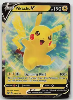 Pikachu V SWSH198 Holo Promo Sword & Shield Promo Pokemon Holo Near Mint - Image 1