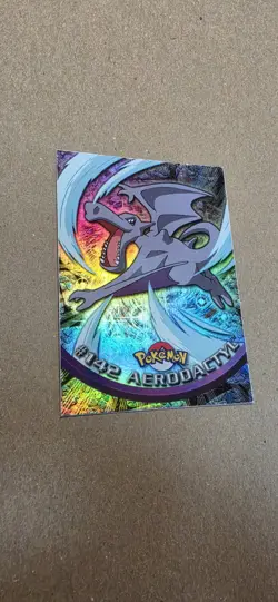 Aerodactyl #142 Topps TV Animation Edition Rainbow Foil Blue Logo Pokemon Car - Image 2