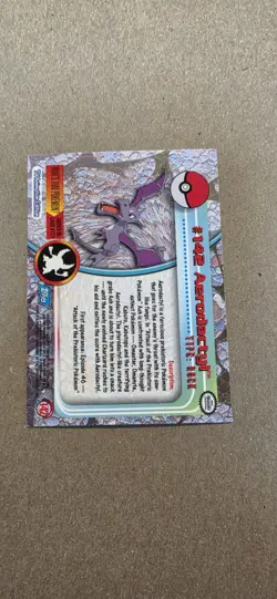 Aerodactyl #142 Topps TV Animation Edition Rainbow Foil Blue Logo Pokemon Car - Image 3