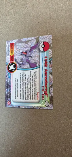 Aerodactyl #142 Topps TV Animation Edition Rainbow Foil Blue Logo Pokemon Car - Image 4
