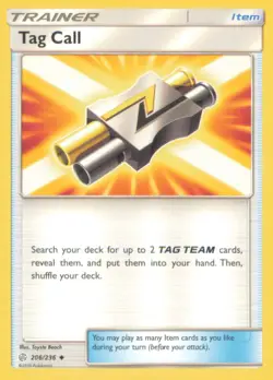 TAG CALL 206/236 UNCOMMON COSMIC ECLIPSE POKEMON NEAR MINT - Image 1