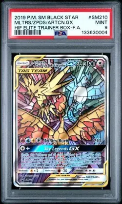 2019 POKEMON SM210 BLACK STAR PROMO - MOLTRES & ZAPDOS & ARTICUNO GX PSA 9 - Image 1