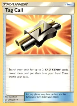 TAG CALL 206/236 UNCOMMON COSMIC ECLIPSE POKEMON NEAR MINT - Image 1