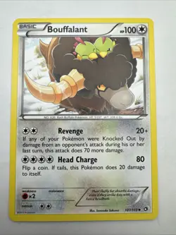 Pokemon Black & White Legendary Treasures Bouffalant 107/113 Regular *Natu Cameo - Image 1