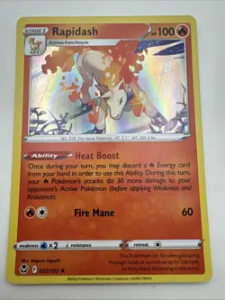 Rapidash 022/195 Holo Rare Silver Tempest Pokemon Holo NM - Image 1