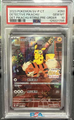 2023 POKEMON JAPANESE SV-P PROMO #098 DETECTIVE PIKACHU PSA 10 - Image 1