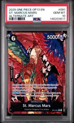 2025 One Piece OP13 -091 Carrying On His Will ALT ART ST. MARCUS MARS PSA 10 - Image 1