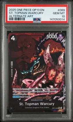 2025 One Piece OP13 EN St. Topman Warcury Alternate Art #OP13-089 PSA 10 - Image 1