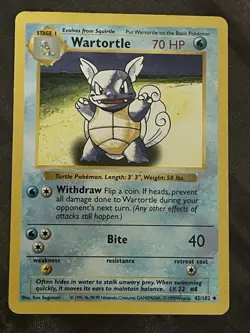 Pokemon 1999 Wartortle Original Base Set Uncommon Shadowless Card 42/102Q1048 - Image 1