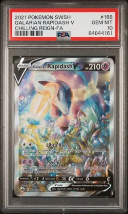 PSA 10 Galarian Rapidash V 168/198 Chilling Reign Full Art Pokemon Card 5d - Image 1