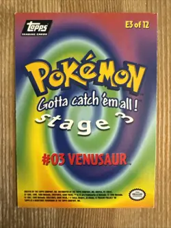 1999 Topps Pokemon The Movie Black Logo Venusaur #3 E3 of 12 MP - Image 2