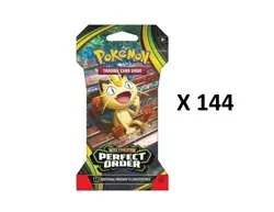 Pokemon ME03 Mega Evolution PERFECT ORDER SLEEVED BOOSTER CASE 144 pack IN HAND - Image 2