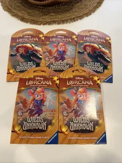 LOT OF 5 - Disney Lorcana TCG: Wilds Unknown Sleeved Booster Packs - Image 1