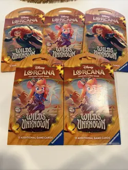 LOT OF 5 - Disney Lorcana TCG: Wilds Unknown Sleeved Booster Packs - Image 4