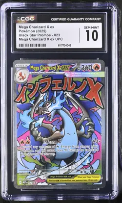 2025 POKEMON ENGLISH BLACK STAR PROMOS #023 MEGA CHARIZARD X EX CGC 10 GEM MINT - Image 1