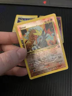 Lot Of 3 Damaged Pokemon Vintage Cards Rocket’s Mewtwo, Zapdos, Entei Promo - Image 2