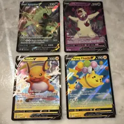 Pokemon V Card Lot Tyranitar V Hisuian Typhlosion V Raichu V Flying Pikachu V NM - Image 1
