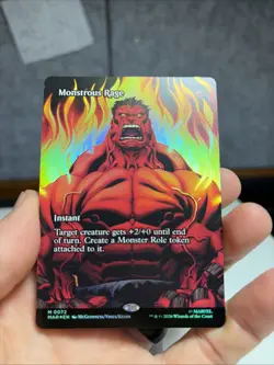 Monstrous Rage Borderless Foil Marvel Super heroes Mtg Nm 0072 - Image 1