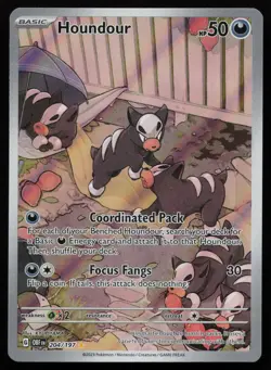 Houndour 204/197 Holo Illustration Rare Obsidian Flames Pokemon English NM - Image 1