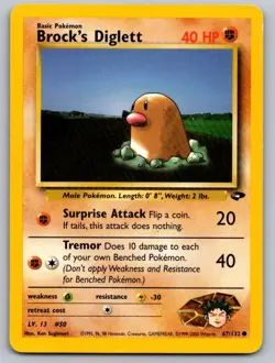 Brock's Diglett 67/132 Common Gym Challenge Pokemon Unlimited Lightly Played - Image 1