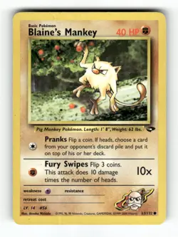 Blaine's Mankey - 63/132 - Gym Challenge - Pokemon - Common - LP - Image 1