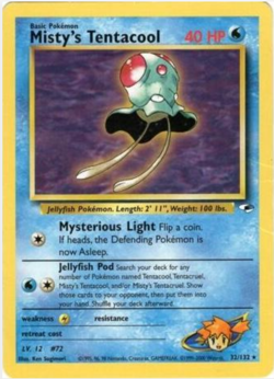 Misty's Tentacool 032/132 Gym Heroes Regular Vintage Rare Pokemon Card - Image 1
